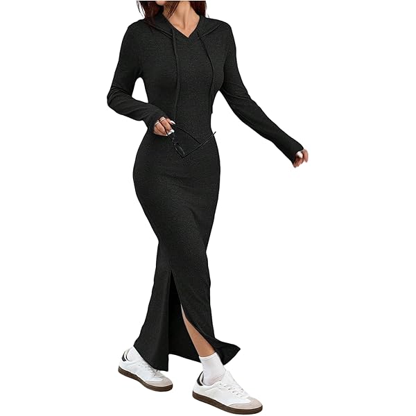 Amazon.com: Women's Maxi Dress Sexy Bodycon Long Sleeve Pullover Hoodie  Casual Slim Sweatshirt : Clothing, Shoes & Jewelry