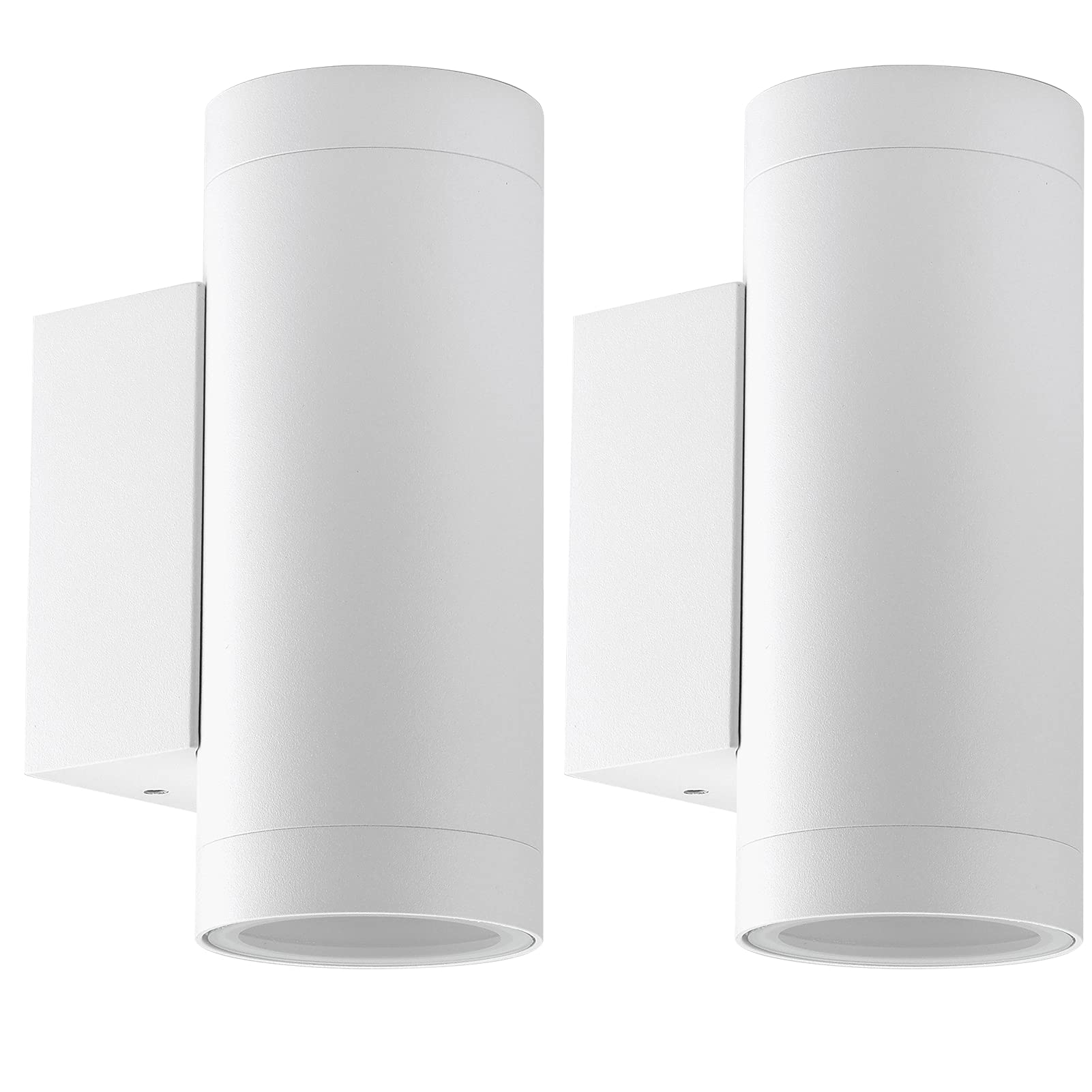 Klighten 2 pcs Outdoor Wall Light IP65 Up Down Outside Wall Lighting Modern Aluminum Wall Lamp for Garden Entrance Corridor Courtyard, Socket GU10, White, Bulb not Included — image 1