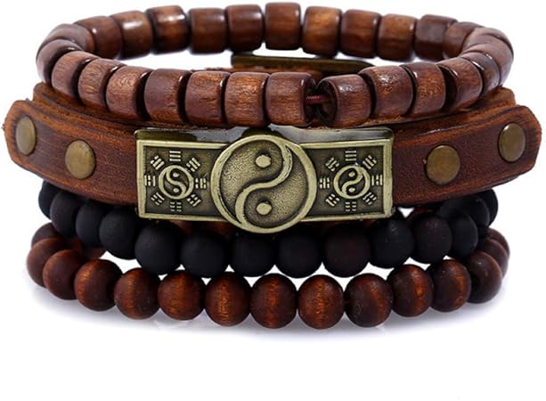 Pulsera De Cuero Para Hombre, Taoísmo Cobre Cuero Vintage ...
