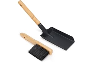 MYFIREPLACEDIRECT Coal Shovel and Hearth Brush Set, Fireplace Shovel and Brush Made of Natural Wood and Quality PP, Hearth Tidy Set, Fireplace Tool Set, Fireplace Firepit Tools, Metal Brush Pan Set