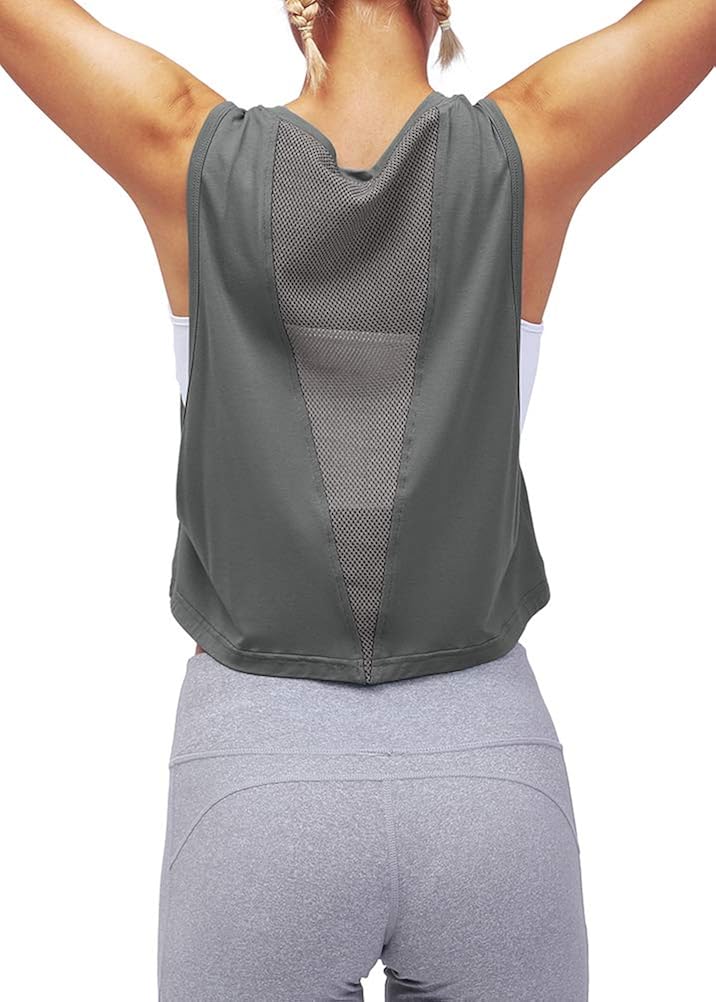 Mippo Cropped Workout Tops for Women Mesh Back Womens Workout Tops Muscle Tank at  Women’s Clothing store