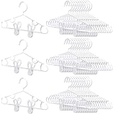 Hsei 5/10/40 Pack Baby Hangers with 10/20/80 Clips, Plastic Kids Pants Hangers for Nursery Closet Top and Bottom Clothes Hanger Set for Newborn Infant Toddler(80 Packs Total,White,10.6 Inch)