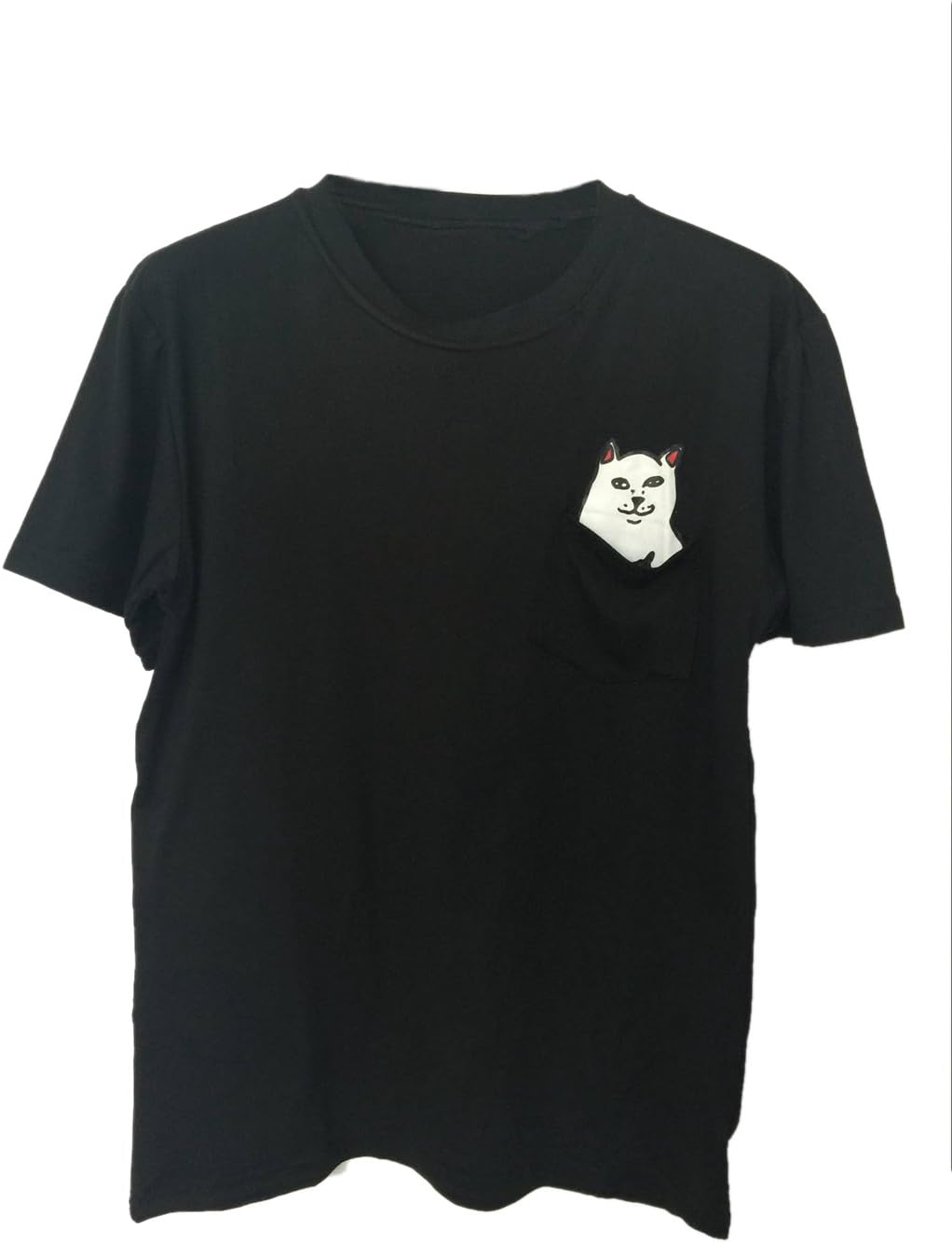 Fidella Women's Cute Cartoon Cat Pocket Short Sleeve T-shirt Tops Blouse