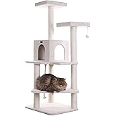 Armarkat B5701 Real Wood 57-Inch Cat Tree, Ivory, 28"(L)X25"(W)X57"(H) (ARMARKAT-B5701)