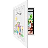 Americanflat 10x12.5 Kids Art Frame in White - Displays 8.5x11 with Mat and 10x12.5 Without Mat - Kids Artwork Frames Changea