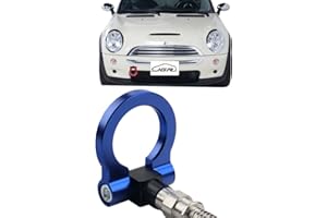 JGR Blue Front Bumper Tow Hook Bolt on Aluminum Sport Racing Accessories Tow Eye Hook Hinge Compatible with Mini Cooper R50 R51 R52 R53 R55 R56 R57 R58 R59 1st Gen & 2ed Gen