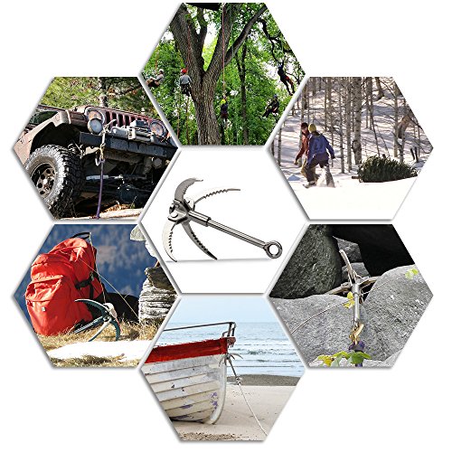 Grappling Hook Folding Survival Claw Multifunctional Stainless Steel Hook for Outdoor Camping Hiking Tree Rock Mountain Climbing (4 Claws)