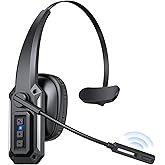 Bluetooth Headset, Trucker Bluetooth Headset with Noise Cancelling Microphone & Mute Button, 60Hrs Working Time, Wireless On 