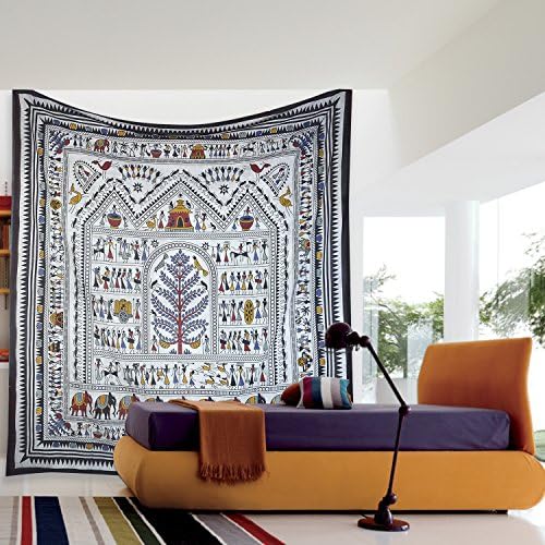 Traditional Mafia rses555545 Egyptian Tribal Decor Collection Mandala Bohemian Hippie Tapestry, 90" x 85", Grey