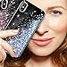 Caka iPhone X Case, iPhone Xs Glitter Case Bling Sparkle Luxury Fashion Flowing Floating Liquid Quicksand Waterfall Glitter Girly Girls Women Cute TPU Black Case for iPhone 10 X XS (Blue Purple)