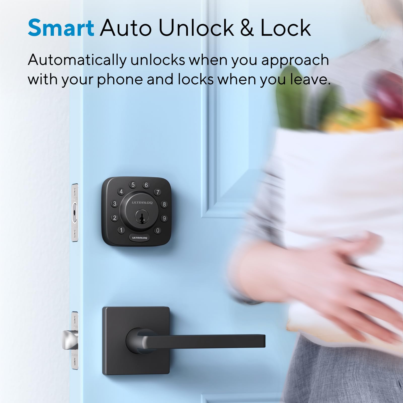 ULTRALOQ U-Bolt WiFi Smart Lock with Door Sensor, 5-in-1 Keyless Entry Door Lock with WiFi, Bluetooth, App Remote Control, Keypad, Auto Unlock, Smart Deadbolt for Front Door, IP65, 8 Months Battery