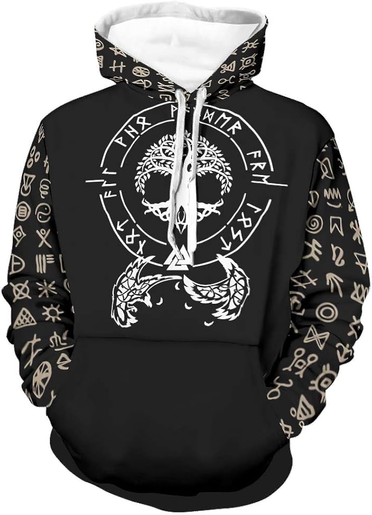 Sweatshirt Viking Yggdrasil Odin Raven Scandinavian Runes Graphic