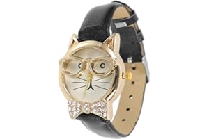 Abaodam Adjustable Cartoon Cat Face Wristwatch for Women with Strap Simple Chic Design Leisure Watch for