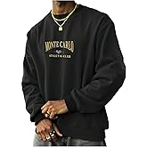 GORGLITTER Men's Letter Graphic Crewneck Sweatshirt Vintage Long Sleeve Oversized Pullover Tops