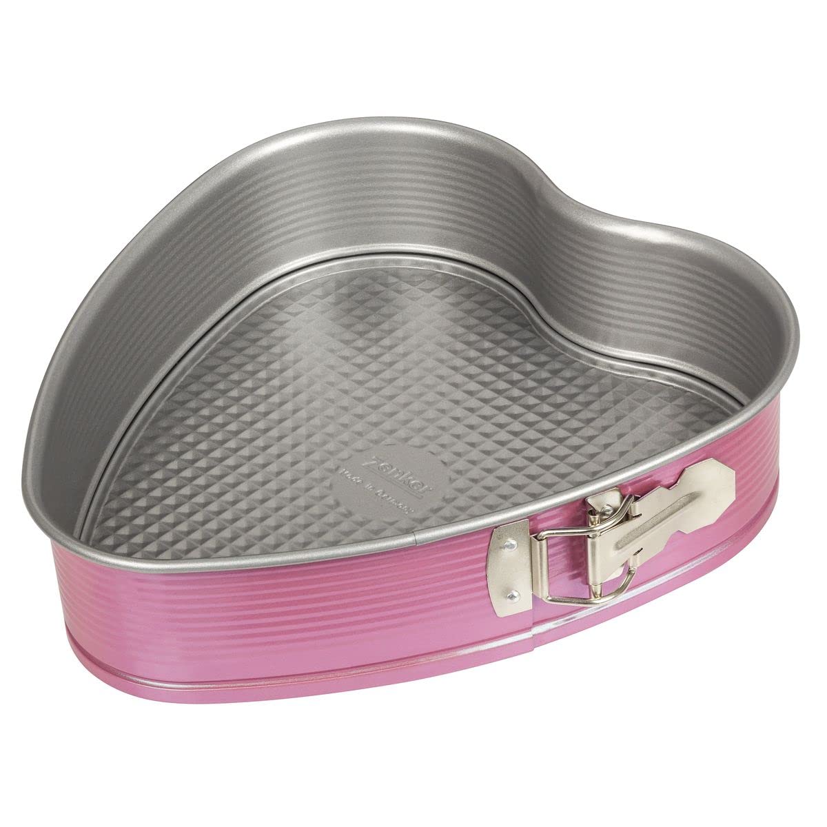 Zenker Creative Studio Heart Springform Cake Tin with Flat Base, Heart-Shaped Cake Mould with Non-Stick Coating, Creative Baking (Colour: Pink, Silver), Quantity: 1 Piece — image 1