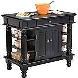 Americana Black Kitchen Island with Open Shelving by Home Styles