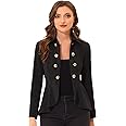 Allegra K Women's Casual Jacket Steampunk High Low Hem Open Front Long Sleeves Work Peplum Blazer