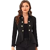 Allegra K Women's Casual Jacket Steampunk High Low Hem Open Front Long Sleeves Work Peplum Blazer