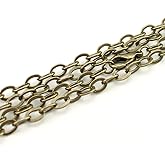 CleverDelights 5x7mm Cable Chain Necklaces - Antique Bronze Color - 5 Pack - 24 Inch Length