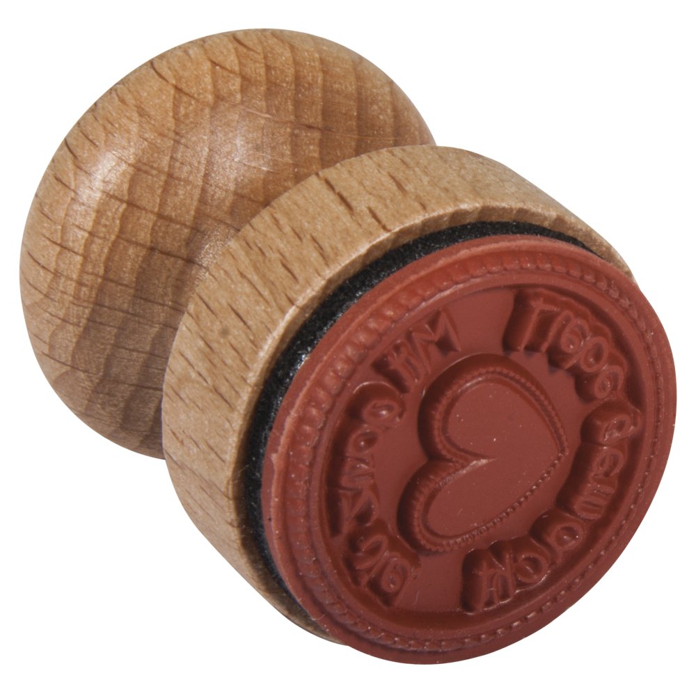 Rayher Wood Mounted Rubber Stamp for Homemade Gifts, Card Making and Scrapbooking, Craft Stamp with Text Design, 3cm, 28855000