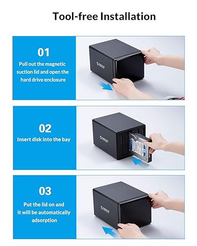 ORICO Bay External Raid Hard Drive Enclosure Magnetic Aluminum