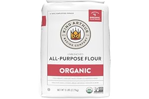 King Arthur Organic All Purpose Artisan Flour - Premium Unbleached Wheat for Baking Bread, Pizza, Cookies & More - 5 lbs Bulk Pack of Versatile, High-Protein Baking Flour