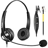 Callez Yealink Phone Headset with Microphone Noise Cancelling, RJ9 Dual Office Telephone Headset Compatible with Yealink T20P T21P T26P T23G T46S T48S T53W T54W Avaya 1608 9608 9611 Grandstream Phones
