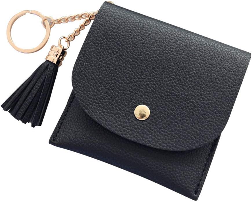Spritumn WalletWomen's Simple Retro Rivets Short Wallet Coin Purse Card Holders Handbag Square Bag Coin Bag Wallet Business Card Soft Clutch Purse for Girls (Black)