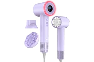 OSOU Diffuser Hair Dryer, High Speed Fast Drying Hair Dryers, Negative Ionic Professional Blow Dryer with 110000 RPM Brushless Motor, Lightweight Low Noise Thermo-Control Hairdryer, Travel with Nozzle