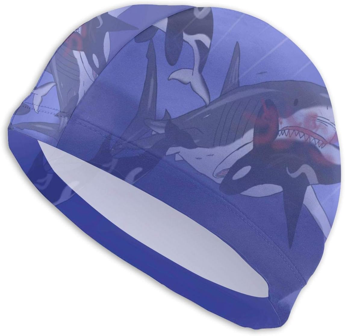 AKLID Shark Eat Killer Whale Swimming Caps for Men and Women are Also Suitable for Boys and Girls.