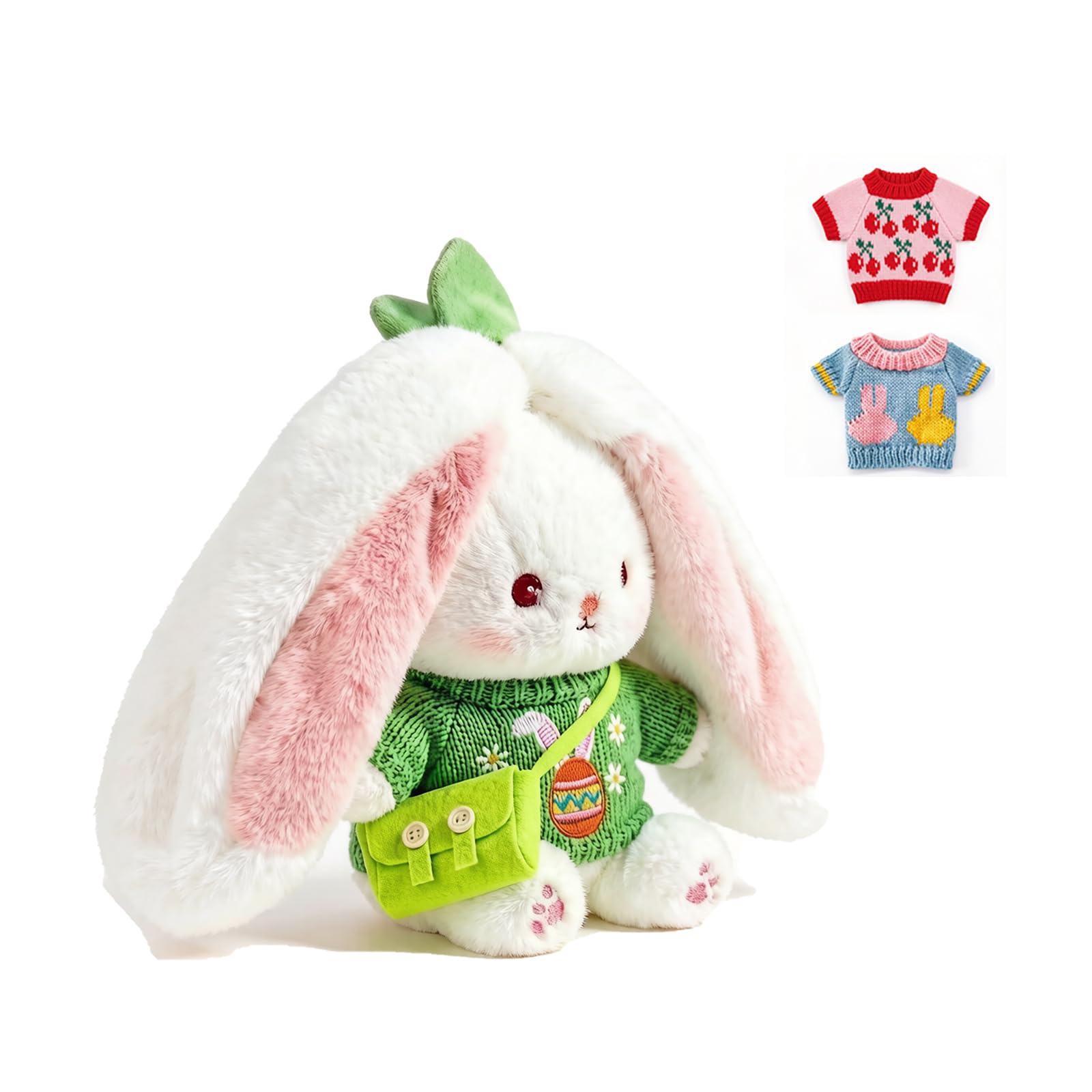 Photo 1 of 5Pcs Bunny Plush with Clothes & Accessories, Cute Bunny Stuffed Animal Reversible, Strawberry Carrot Bunny Transformed Rabbit Plush Zipper Soft Doll Easter Birthday Party Gift (5PCS Set Carrot)