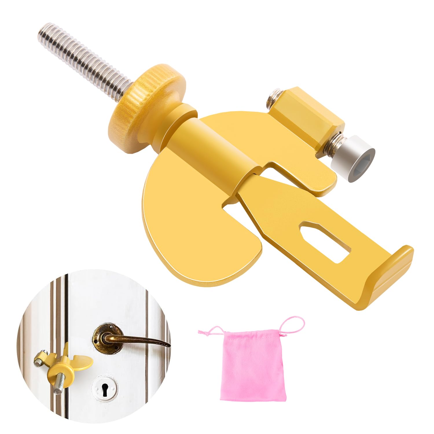 PAJWITHL Portable Door Lock - Suitable for Travel Hotels, Homes,College Apartments with Increase Security, Adjustable, Easy to Install (Yellow)
