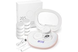 ofone Contact Lens Cleaner, Ultrasonic Contact Lens Cleaning Machine with USB Charger, Timer Display and 5 Contact Solution Cases Kit Replacement for Soft Hard Colored RGP Lenses (Pink)