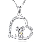 AXOMY Rat Mouse Necklace 925 Sterling Silver Mouse Pendant Necklace Rat Jewelry Gifts for Women