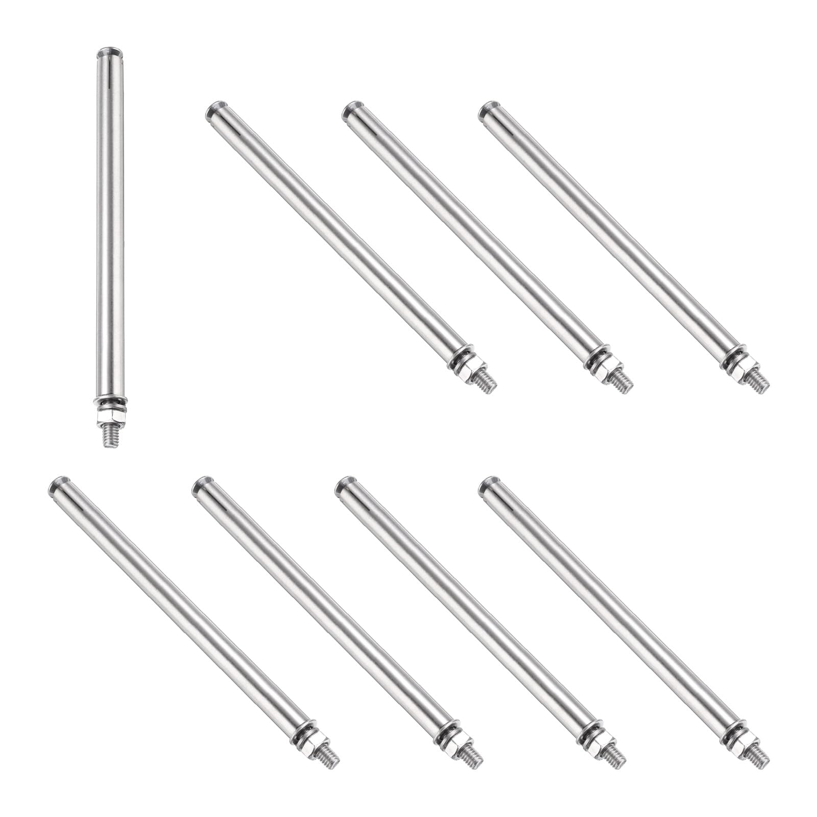 PATIKIL M6 x 150mm Expansion Bolts, 8Pcs 304 Stainless Steel Expansion Screw Bolts Sleeve Anchoring Fastener for Wall Concrete Brick Wall Drywall Air Conditioner, Silver