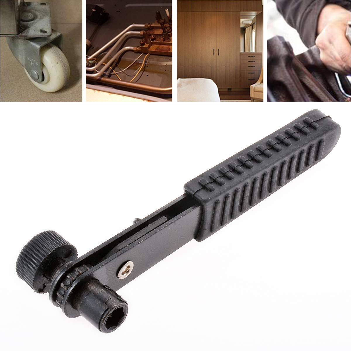 HOHXEN Mini 1/4 Inch Ratchet Spanner Wrench Rod Snap On Pole Socket Screwdriver for Garage Hand Tools (Black)