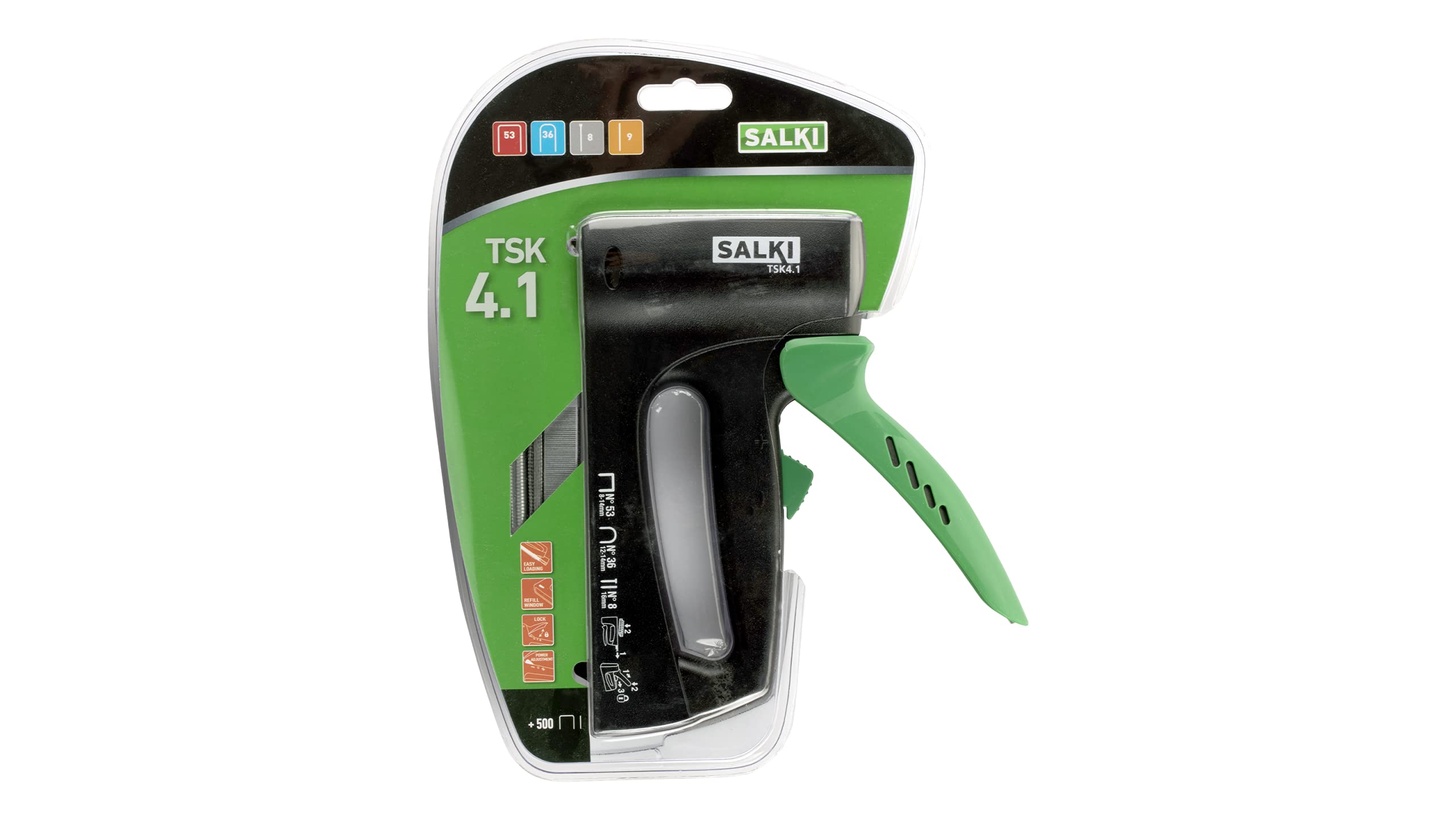 Salki 86700519 TSK4.1 Manual Stapler | 53/8 – 14 mm BN 8/16 mm Pin 9/16 mm 36/12 – 14 mm