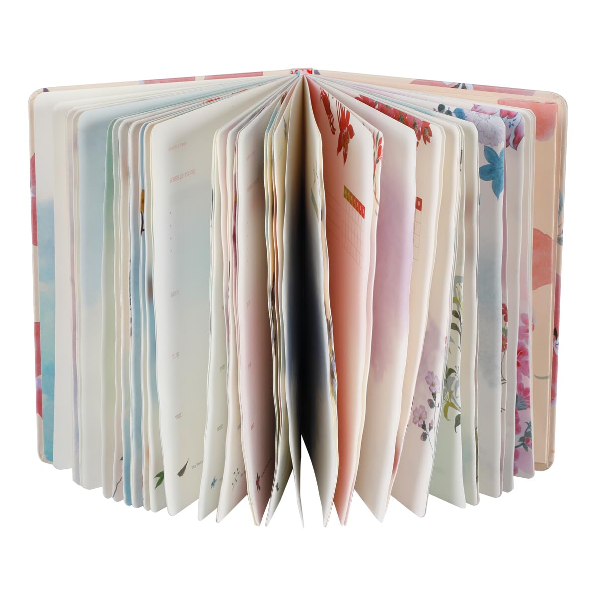 SIIXU Undated Weekly Planner, To Do List Notebook, Flower Theme Daily Organizer Journal, A5, 5.8"x8.5", 128 Pages (Red)
