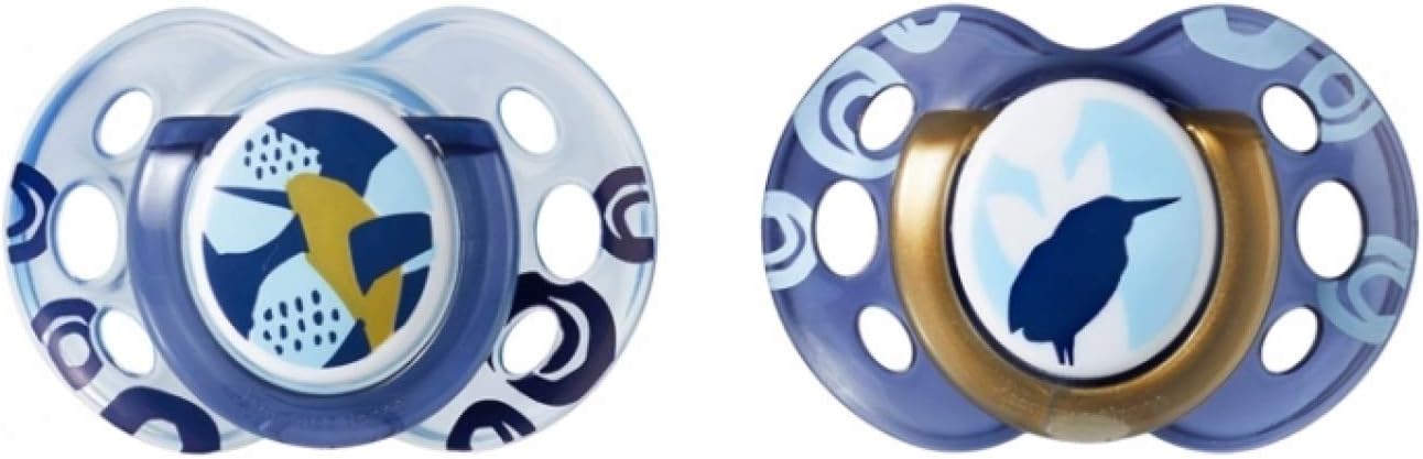 Tommee Tippee Moda Dummy, Symmetrical Orthodontic Shape, BPA-Free Silicone, 18-36 m, Pack of 2, Multi-Colour
