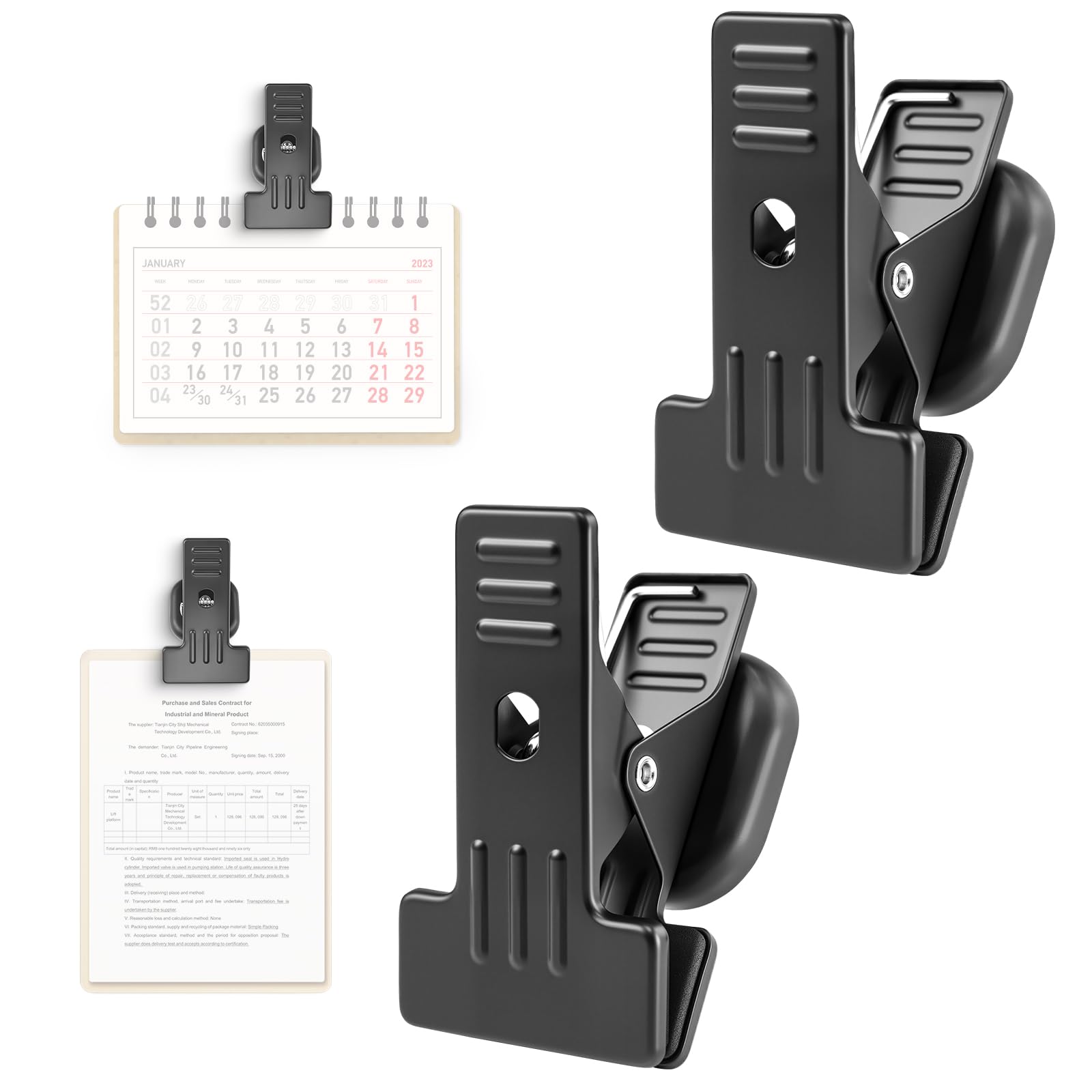 Photo 1 of 2 Pcs Extra Strong Magnetic Clips with 1.5 Inch Wide Opening, Magnet Clips Heavy Duty for Whiteboard, Refrigerator, Office, School, Home-Securely Hold Photos, Notes, Flags, Calendars, Tools