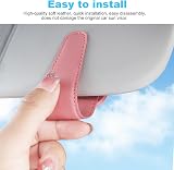 TCJJ Car Visor Sunglasses Holder Leather Clip Pink view 3