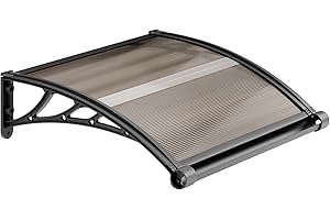 Door Awning Window Canopy, 33 x 27 Inch Polycarbonate Cover with Aluminum Alloy Bracket, UPF 50+ UV Protection Sun Shade and 