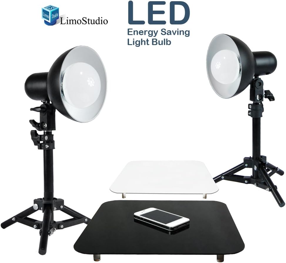 LimoStudio 2 x 18W LED Table Top Lighting Stand Kit with 12" Acrylic