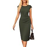 GRACE KARIN Women's Wear to Work Dresses 2026 Cap Sleeve Sheath Bodycon Midi Dress Ruched Business Office Pencil Dress