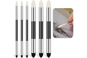 SALBSEVER 6pcs Artist Blending Sponge Pen Dual Tip Drawing Art Oil Soft Pastel Blending Tools Reusable Washable Sketch Rubbing Sponge Brush for Artist Professional Sketch Drawing Blending Lightening & Highlight