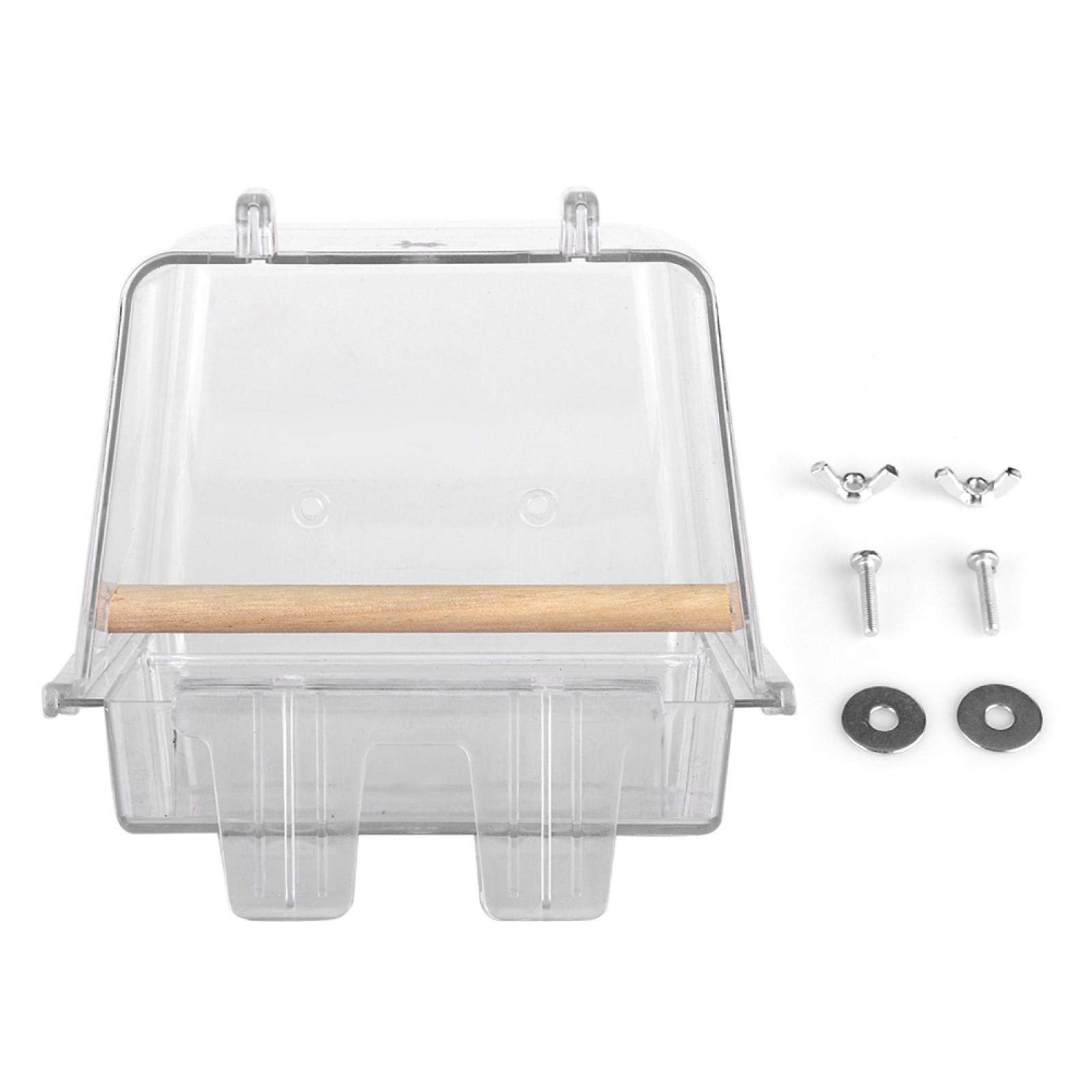 Parrots Feeder, Acrylic Automatic Hanging Feeding Food Bowl Bird Seed Dispenser Bathtub for Budgie Parakeet Conure Lovebird Cage(Food Bowl)