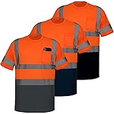 Zhanmai Class 3 T Shirt Reflective Safety Orange Short Sleeve High Visibility Reflective T Shirt for Work Cycling Runner (XXL)