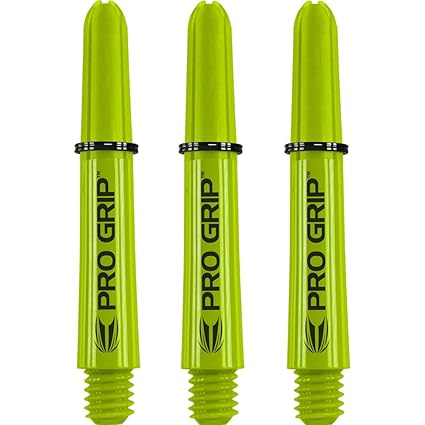 Darts Corner Dartpfeil-Schäfte Target Pro Grip, mit Pro-Grip-Ringen, Größe 1 (34 mm), kurz, Lindgrün, 5 Sets (insgesamt 15 Sh
