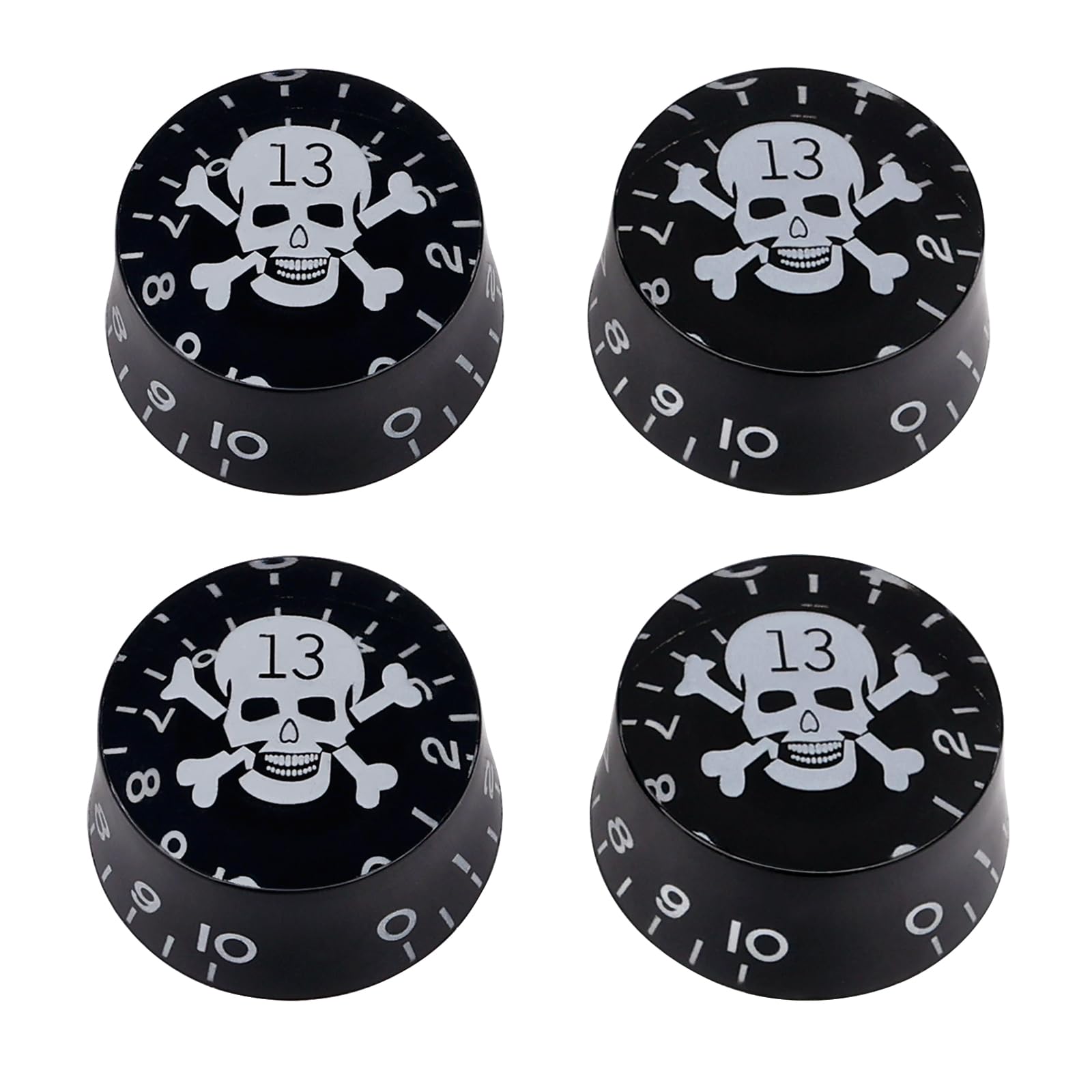 Banworks Electric Guitar Control Knobs 2 Tone + 2 Volume Knobs Speed Knobs Top Hat Metric 6mm (15/64") 18-Spline for Epiphone Les Paul SG Electric Guitars Pack of 4 JT/XN-02 Black with White Pattern