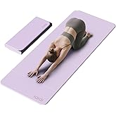 Foldable Yoga Mat Extra Thick & Large (74" x 31.5" x 0.32"), Double-Sided Non Slip & Lightweight Fitness Mat, 8mm Thick Wide Exercise Mats for Woman Man Kids, Portable Workout Mats for Travel, Studio or Home Use